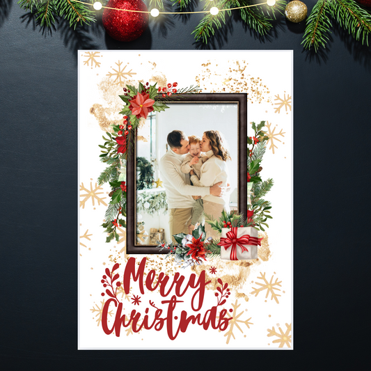 Editable 'Holiday Joy' Christmas Card Design for Canva | Instant Download & Personalize